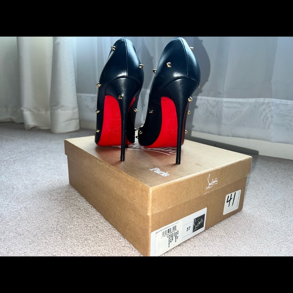 Christian Louboutin Degraspike 120 size 37. Black leather with gold stud details - Picture 2 of 6